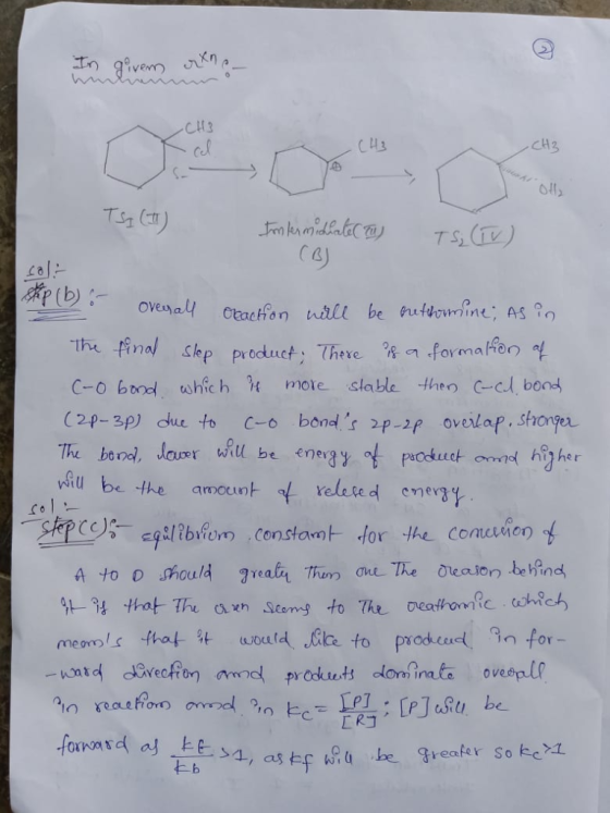 CH3 CH3 641, TS C 3) The final (lep product. There QR 어.foronalforl C-o buod which mole stable ther C-cl bond (2p-3p) due to