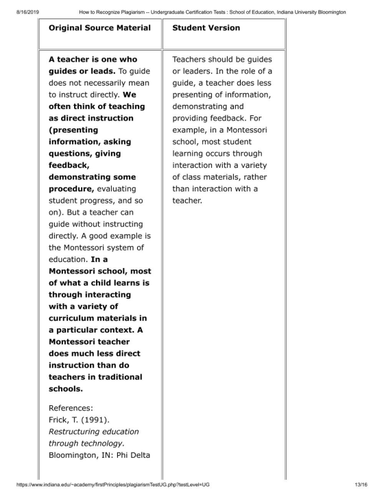 8/16/2019 How to Recognize Plagiarism -- Undergraduate Certification Tests : School of Education, Indiana University Blooming