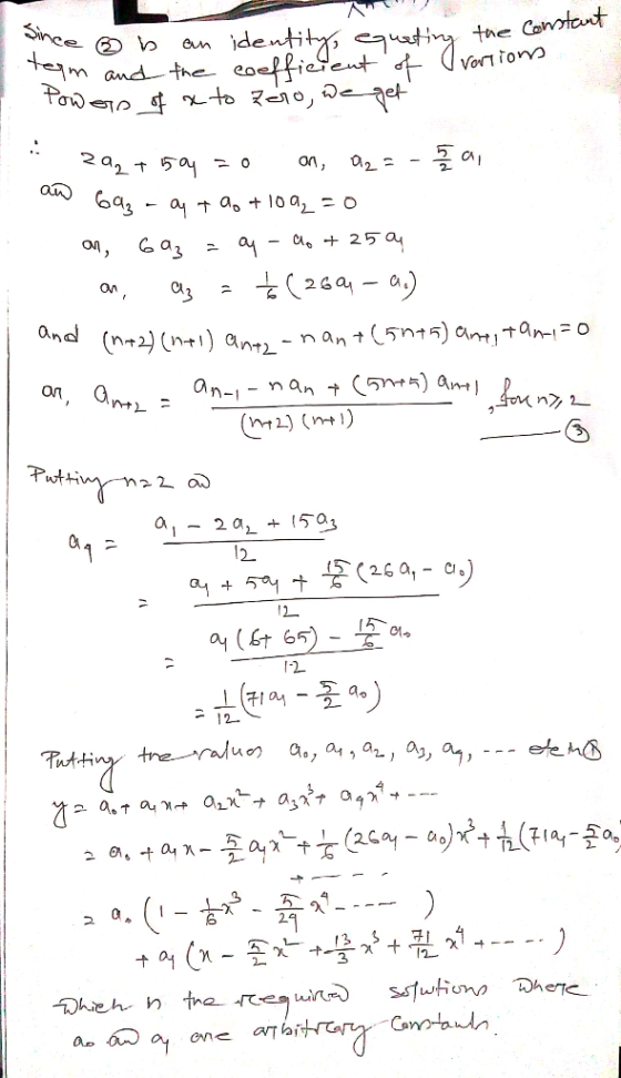 Since @b an identity, equating team and the coefficient of Powers of a to zero, we get the Constant vorrions .. on, 292 +594