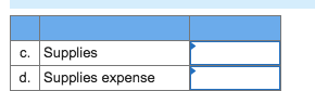 c. Supplies d. Supplies expense