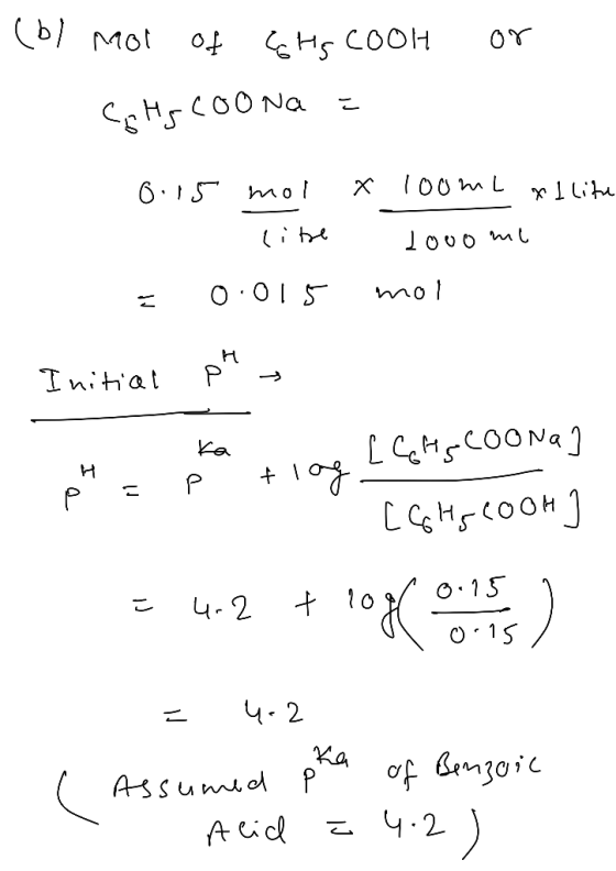 b Mot HCO0Na O OIS mol H P Inihat LCMCOONa Ka 4-2 O 15 4. 2 Ka f Genzoic 4.2 ASSumid P ACid