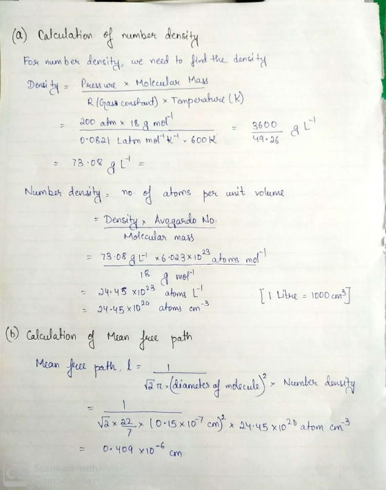 (1) Calculation of number density For number density, we need to find the density Density Pressure x Molecular Mass RIGous co