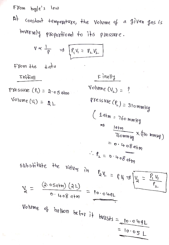 Fyom boyles law AConstant tempeatuye, the Volume of a givVen gas is imversely popoiona to its pressure d gta Fom He F ing ll