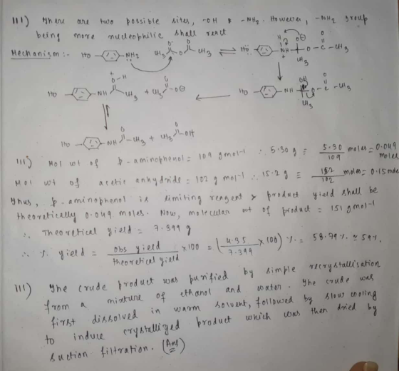 our two 111) inere being more Mechanism : Ho possible sites, roh & -NH₂ . However, -NH2 group nucleophilic shall react - CH2