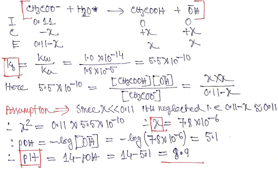 CH3200- + H2O -> ettzcool + oH І -оо 10 -X tk tk E 011-8 x x kw. - 10 x 10-14 -= 505710-10 ka lo88105 Here 50519 10-10 [ Cuzc