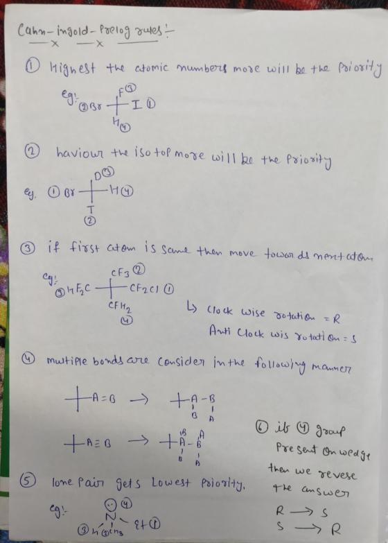 х Cahn-ingold-Prelog sules?? X Highest the atomic numbers mode will be the priority eg! @Br +ID haviour the iso top more will
