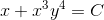 x+x^3y^4=C