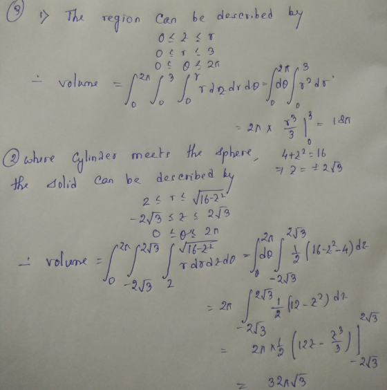 The region can be described by 0228 our 23 oc 0320 3 - volume = 122 goda dr do- de folder 2018 4+22=16 72= £253 ② where Cylin