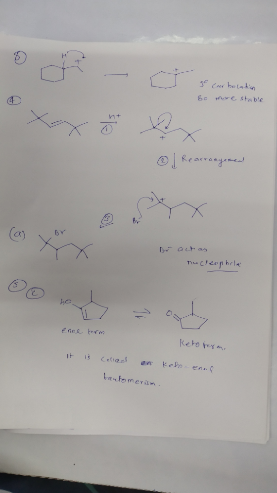3o Carbolation so more stable © Rearrangement or act as nucleophile enoe form Keto farme it is called at Keho-enol tautomeris