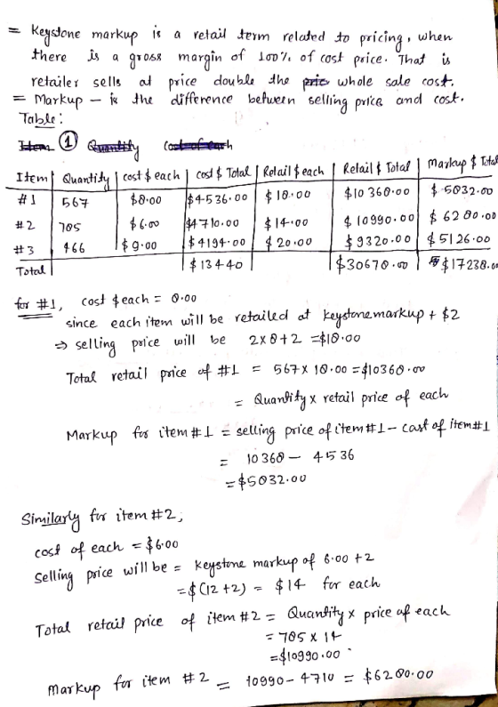 #1567 = Keystone markup is a retail term related to pricing, when there is a goose margin of lool of cost price. That is reta