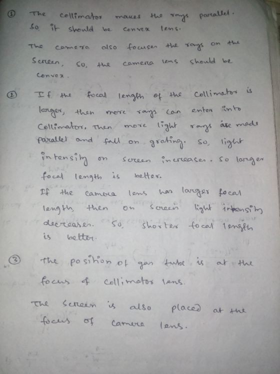 pestallel so仆should oe Convex tens. Co te comena ems should oe ① T f thr focal lenga, 아.the CollimahoづLS Celtimator, Then mer