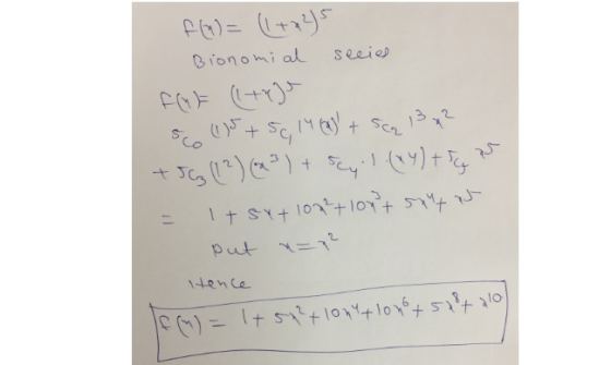 f(x) = (1+225 Bionomial seeies sco (15+5c, 14 (2) + ser 13 MP +563 ((?) (x²) + syl (NY) + ry Itsyt 102²+10yt put x=p² 594+ p