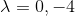 \lambda =0,-4
