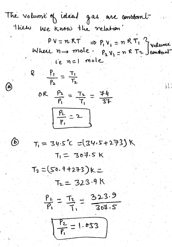 The volumë idéal of we know tlhe relation are constamt gas 1hew PV = n RT mole : 2n RT, P, Vi -n R Tz Jeenstoil Volume Where