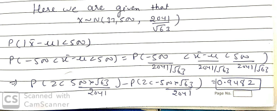 Here we are given that X~ N(87, Son, 204 ) 163 PCI X-ulcso) PC-soc i lesa)=P(-500 cu-i cso? - 20411567 2041/563 2041/563 9 Pl