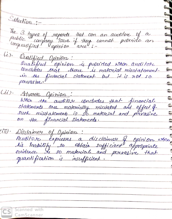 Solution The 2 types of reports that can an auditose of a blic .company. Issure if they cannot provide an cinqualified! Vespi