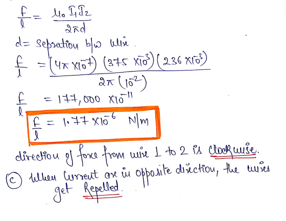 ہے اس al cha alla Mo I, I2 2nd d= sepsation b/w wie = (4* X16+) (375 xios) (236 X163) 27 177,000 X10 f=1147 X10 6 N/m direct