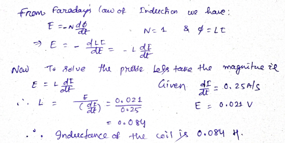 Indeechon we have from Faradays law of E --Ndo Es dLE de = at & Lt - E L de at Now • To solve the probe bets teke the Given