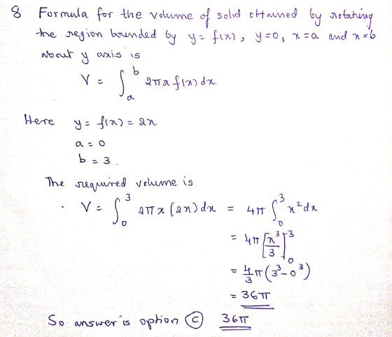 8 Formula for the volume of solid obtained by retarting the region trended by y = from, y=0, x=a and n=b У ana from da. about