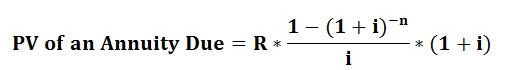 1- (1 + i)- PV of an Annuity Due =R*- i *(1 + i)