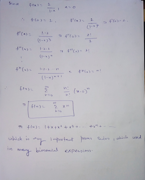 Since fla) = 1 a= 0 1-a f(o)= 1 f(a)- 1 a f(o)=I, (1-2) f (a) 1.2 I f(o)= 21 (1-2)3 I fu (n) 1.2.3 f (o)= 31 (1-2) - th (