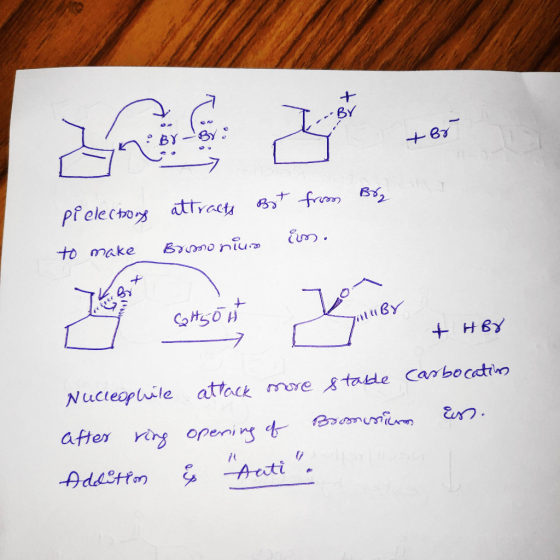 .BY 67 pi electrons attracts But from Brg to make Bymo nius in. Tvor GH50H LaBr - +HBS 7 Nucleophile after ring Addition atta