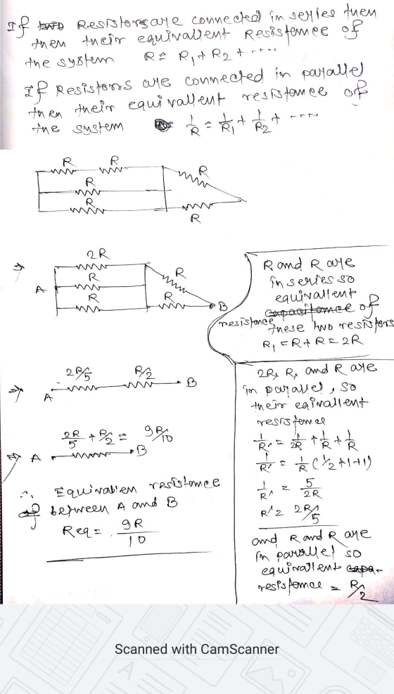 R R R R R h R equivalent capar If two Resistors are connected in selles turen then their equivalent Resistence of the system