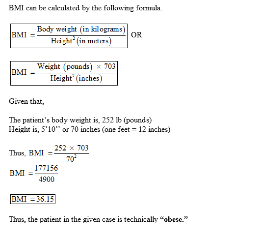 BMI can be calculated by the following formula Body weight (in kilograms)oR BMI Height (in meters Weight (pounds Height (inch