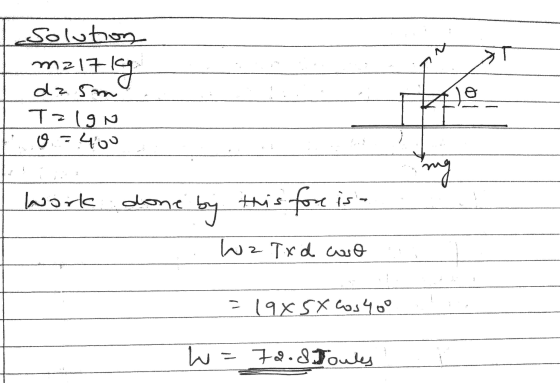1 - 3 Solution malzkg dzim Talgo 9-400 1 I work done by this for is- wzTx d. cao. =1985 X los 400 W = 72.8 Jouls