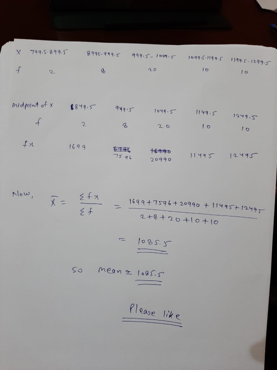 799.5-899.5 8११३-१११.5 १११.5,1099.5 1099.5-1199.5 1199.5-1299.5 f 20 2 midpoint of x 8899.5 १५१.5 1049.5 149.5 1249.5 f 2 20