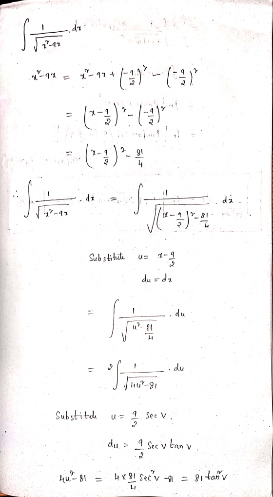 da 742 2 พ-94 41 + (3) - (3) - X 9 . (1) 원 di dà j - 약 -4 9 81 4 Substitute UE 14 du = dx ㅎ N du 야 8 9. du IS -8 Substitude U
