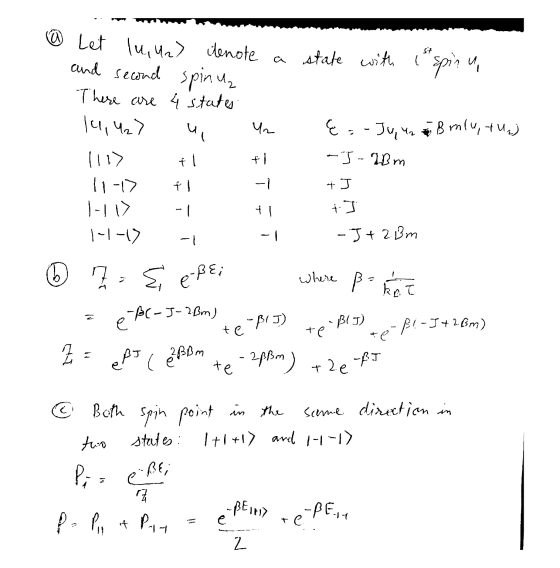 W @ Let lu, uz) idenote a state with spinu and second spinu, There are 4 states 141, 4₂7 &=-Ju, ua Bmlu, tu) 111) fi -J-2Bm