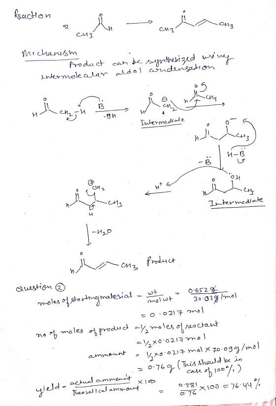 Keaction Rellen en la cocina en - 13 Chz CUB Mechanism Product entermole alan can be synthesized using aldol andensation. os