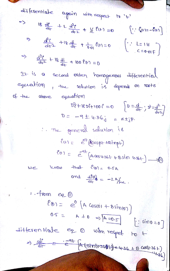 ditfetenHake ain uith respo at L:1H clr2 o homognou differenHi solution i* is a Scond orden of -theabove. The mera solution &