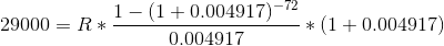 90000D 1 -(1 + 0.004917)-72 . *(1 +0.004917) 0.004917