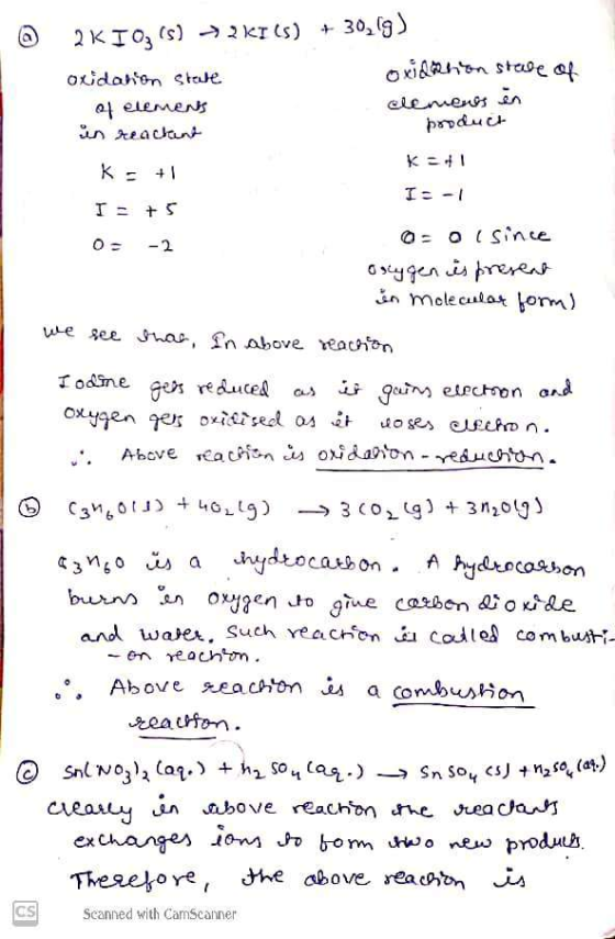 @ 2KIO (5) 2KI(S) + 30,9) oxidation Stee oxidation stawe of of elemens elements in product in reachant K = 1 KE +1 ID-1 I= +5