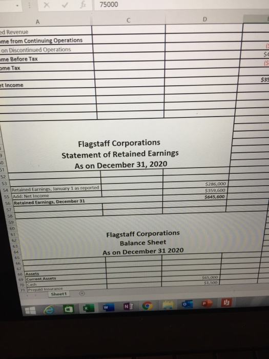 75000 d Revenue me from Continuing Operations on Discontinued Operations me Before Tax sme Tax st Income Flagstaff Corporatio