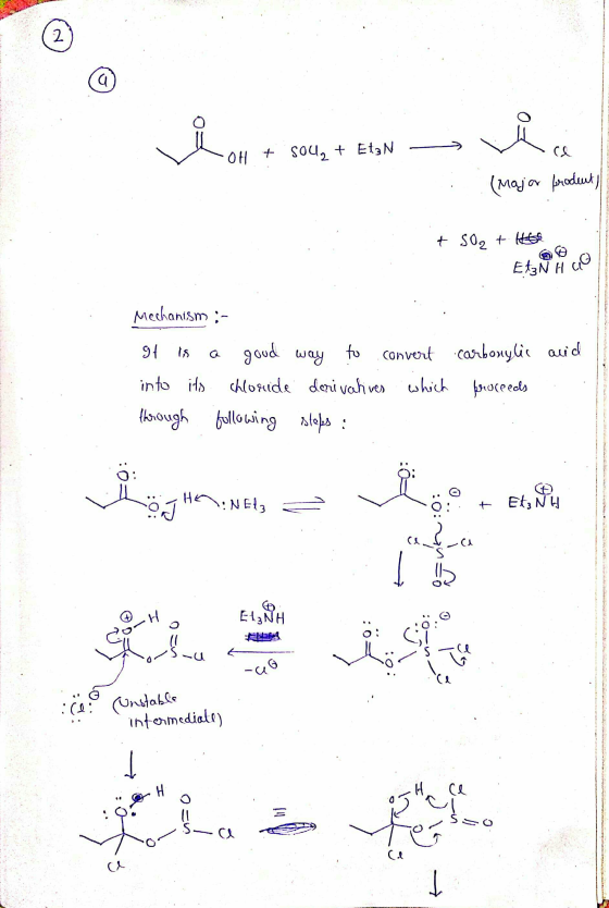M OH + sou, + EtzN - > (Major fredet) + 50g + Hitta - EA3N HUO Mechanism :- It is a good way to convert carbonylic aid | into