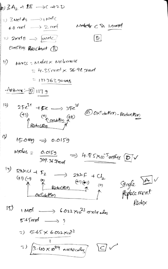 16 3 A₂ & 2B CARD 1 = 3 Mol A2 ind - 60 md 2nd Mobot cu lomo 1 = 2MdB ~ {mdc/ i limiting Brockzut ® 11 Massa Mdes x molemass