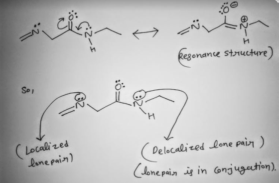 icino I Resonance Structure) So I (Delocalized lone pair ) (Localized lonepain) (lone pain is in conjugation).