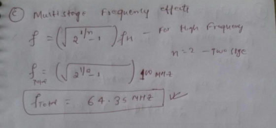 .③ Multistage Frequency effects Ifn For High Frequeny f olm n=2 - Two sige f = (Salle, 400 MHz Pole ur Some 64.35 MHZ