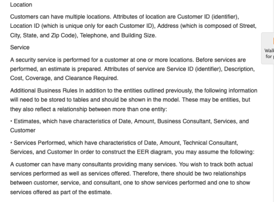 Location Customers can have multiple locations. Attributes of location are Customer ID identifier), Location ID (which is uni