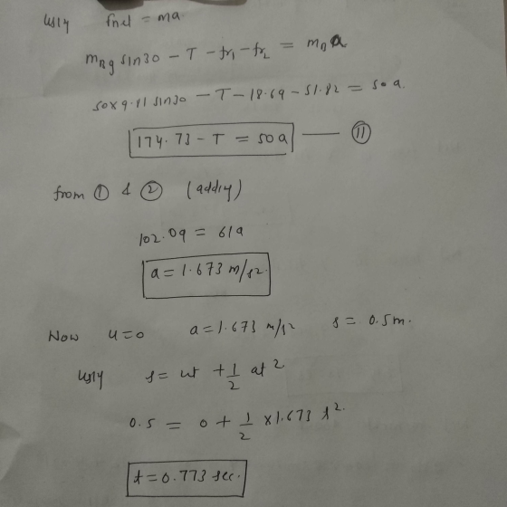usly finel = ma. Mag sino - T - tri-fo = moa soa. sox 9.81 singo - T-18.69 -51.82= © 174.73 - T = soal - 0 4 ☺ (addly) from 1