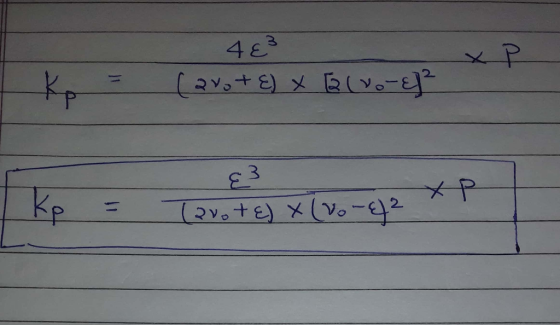 4E3 Kp = (27o+) x B(Vo-ej? I Kp = Tarot E) X (V. -² 1