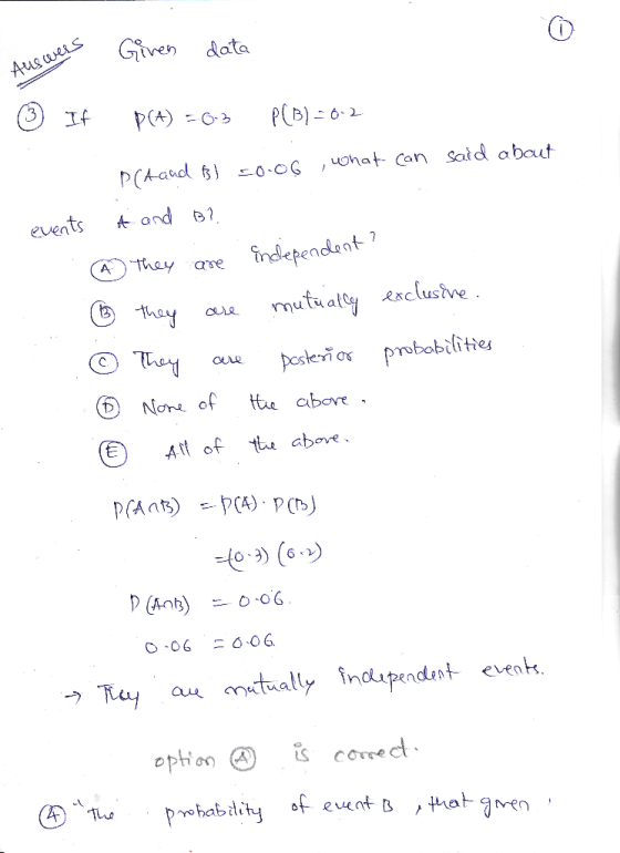 events ond Quposox prubobilite ⑤ Noru.of ttu above Átt of ttu above . うTey au mutually indipendent event Tus
