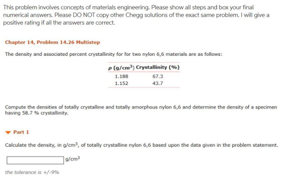 This problem involves concepts of materials engineering. Please show all steps and box your final numerical answers. Please D