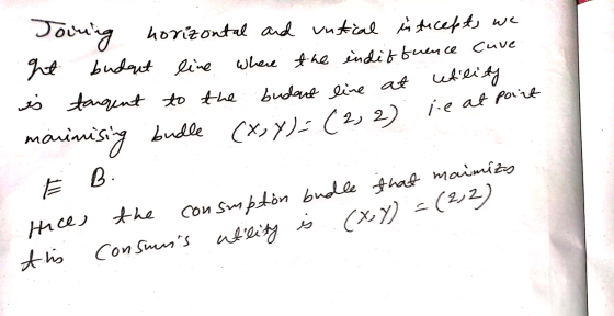 maimiza Joining horizontal and rustical intecepts we ht budout line is tangent to the 2, 2) where the indiffuence cuve budent