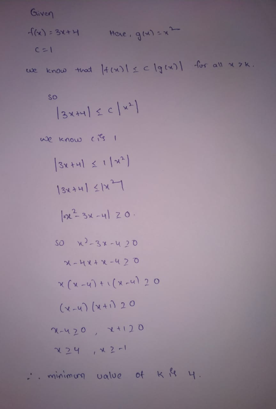 Given f(x) = 3x+4 c=1 here, glu) = x we know that If (alle clg call for all a zk. so laxaul < c/ +21 е knоw с г |3xtul { l/m2