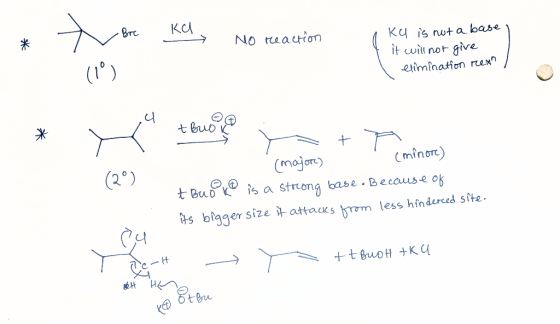 * t - Bre Be KU KU - NO reaction Ky is not a base it will not give elimination rean tBrok - + L (2) - (majore) (minore) A Buo