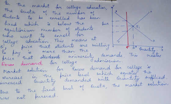 & the the students market for college 1 be fixed ū who college means P O & Q* education, Quota of the number of to enrolled h